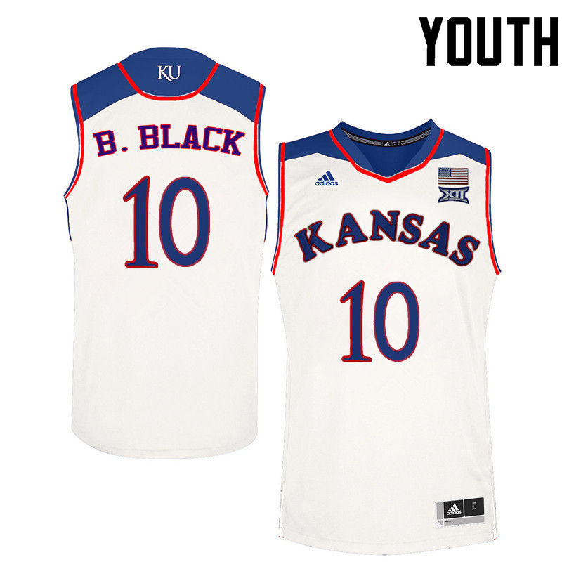 Youth Kansas Jayhawks #10 Charles B. Black College Basketball Jerseys-White